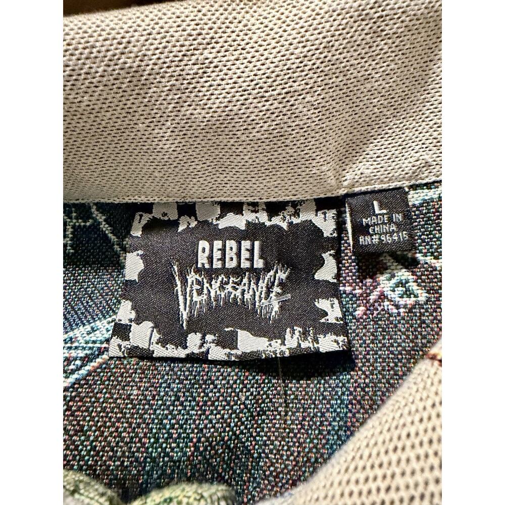 NEW Rebel Vengeance Tapestry All Over Print Jacket Japan Mt Mount Fuji Large - Picture 5 of 7